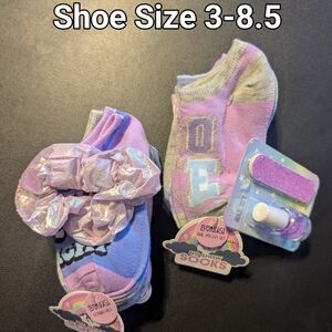 Kids No-Show Socks Set - Pink and Purple